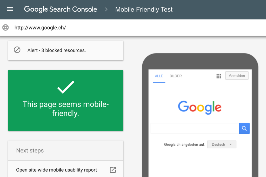 Google tool to check mobile friendly website